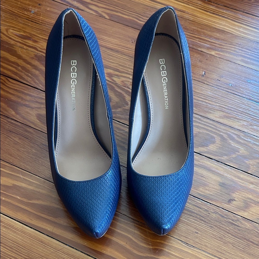 BCBGeneration Dark Blue Textured Heels